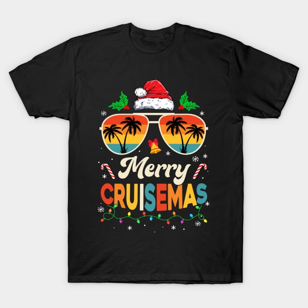 Merry Cruisemas Christmas Family Santa Reindeer Cruise Retro T-Shirt by James Green